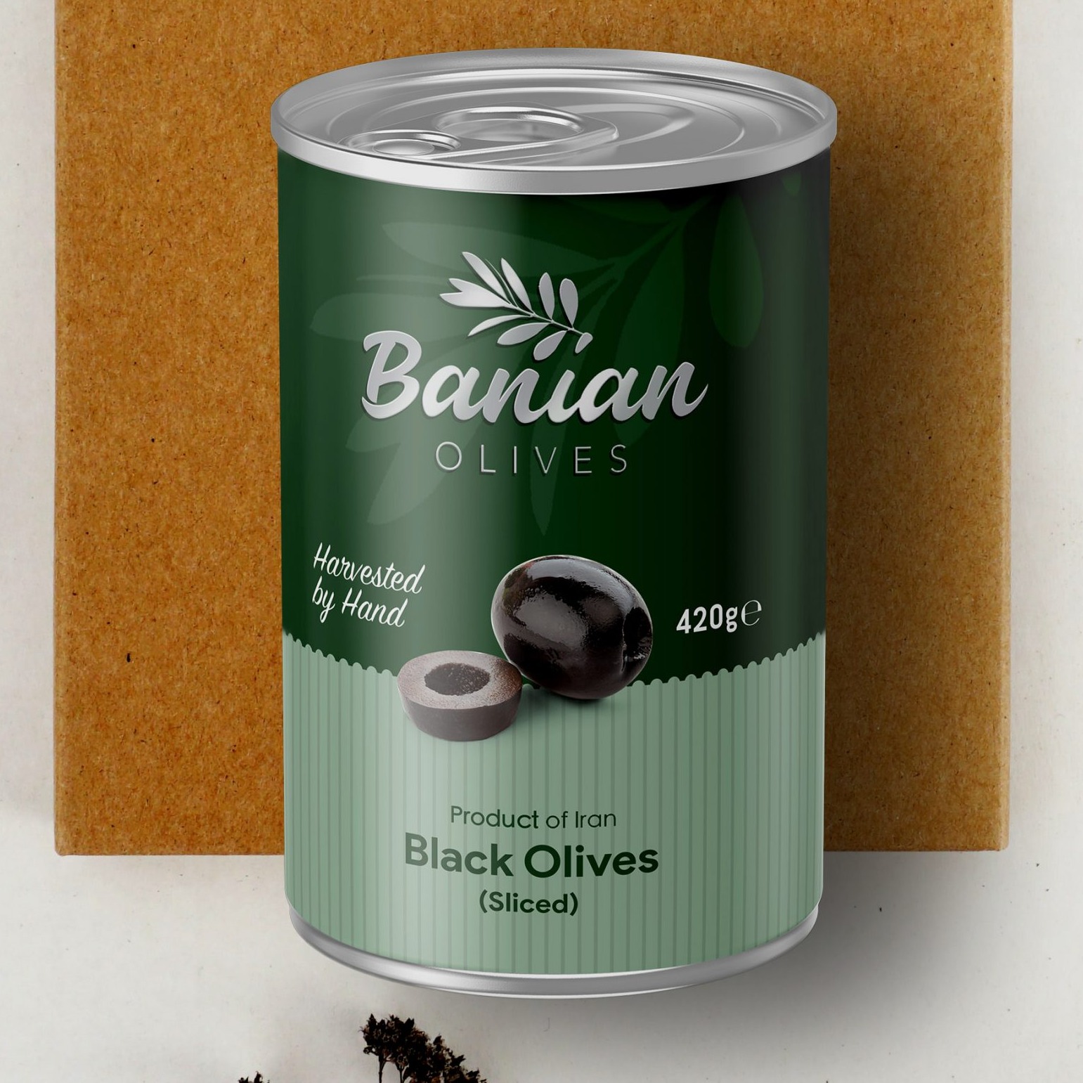 زیتون سیاه اسلایس قوطی بانیان